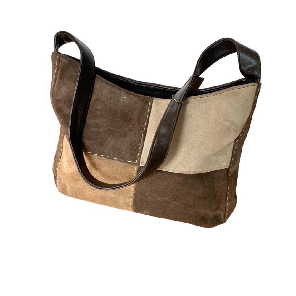 Genuine Sonoma Jean Company Suede(?) Brown/Camel Tan Patchwork Shoulder HANDBAG - Picture 1 of 9